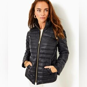 NEW NIB Lilly Pulitzer Tenna Convertible Puffer Jacket Coat & Vest Black Noir 16